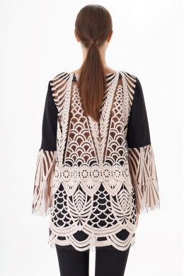BLOUSE WITH LACE ON SLEEVE AND BACK