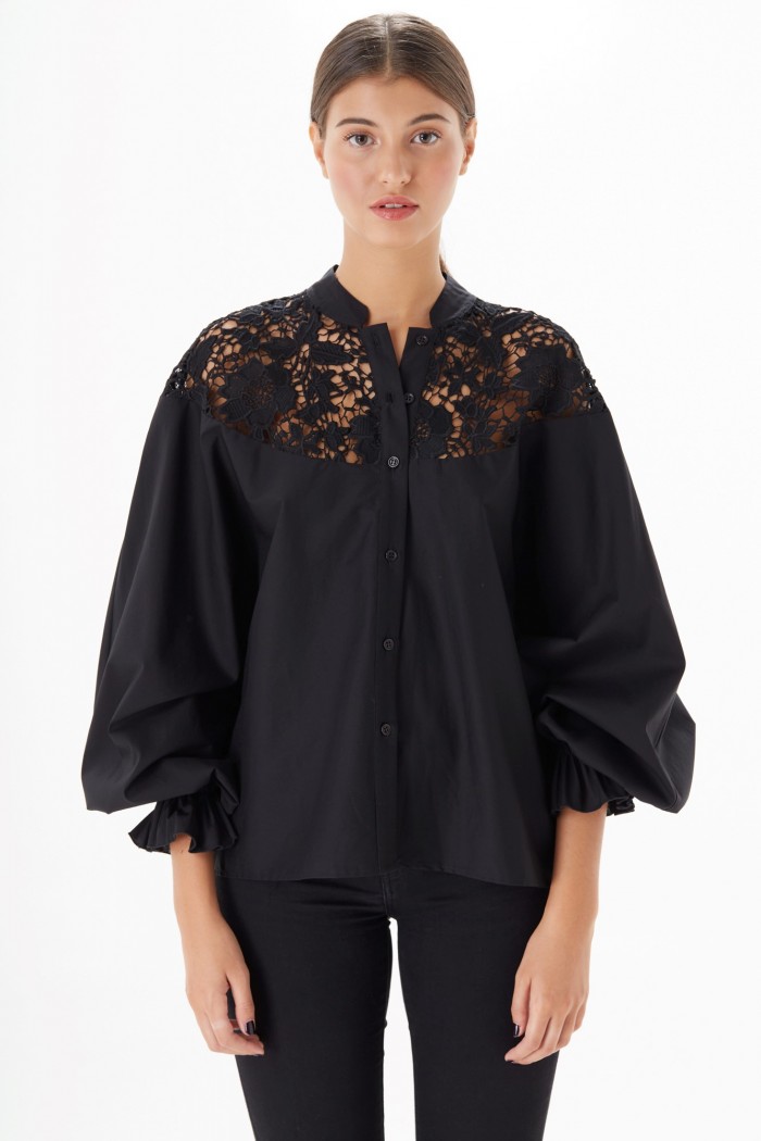 POPLIN LACE SHIRT