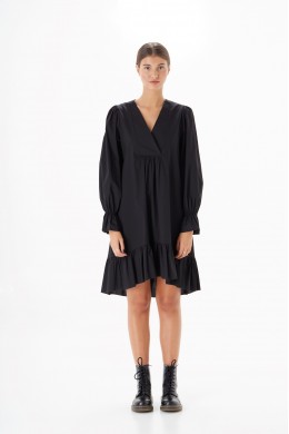 RUFFLE SHIRT DRESS "V" NECK