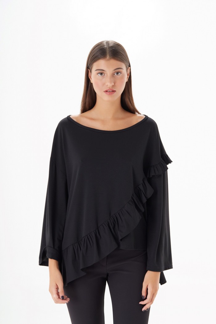 LONG SLEEVES RUFFLE BLOUSE