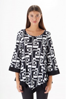 JERSEY BLACK & WHITE BLOUSE